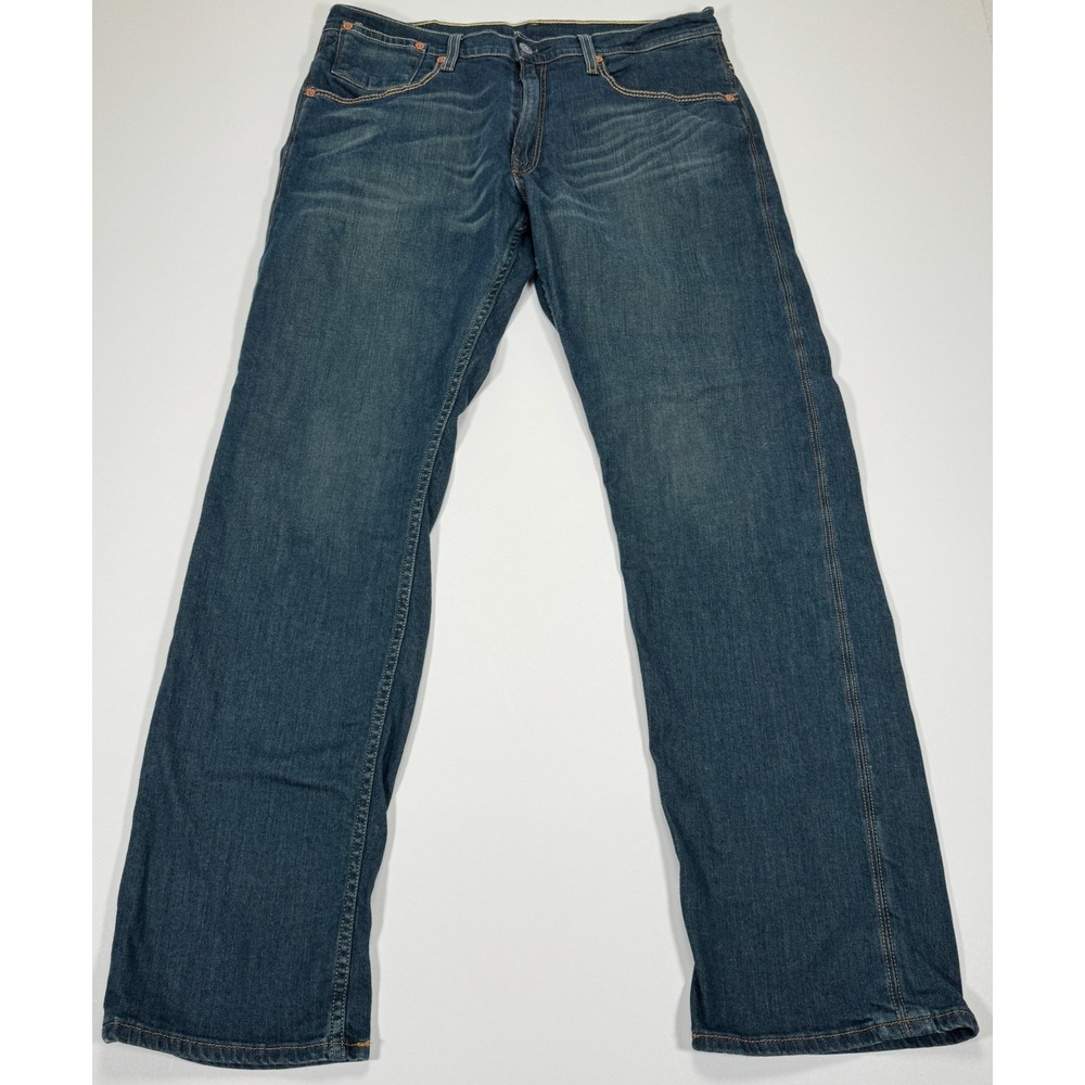 Levi's 514 Straight Fit Mens Jeans 36x34 Dark Wash Denim Tan Label